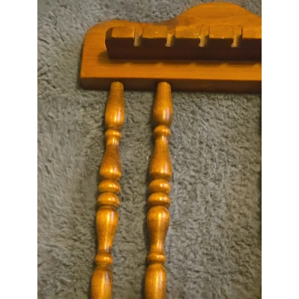 Vintage Wood Souvenir Spoon Display Rack Wall Hanging 12 Slot Holder 12x8 Oak